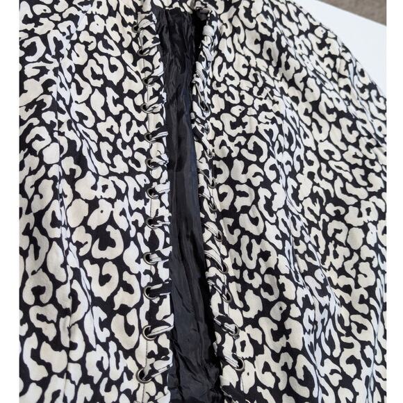Alberto Makali Leopard Print Blazer Jacket White Black Animal Womens Small Y2K - Picture 5 of 5
